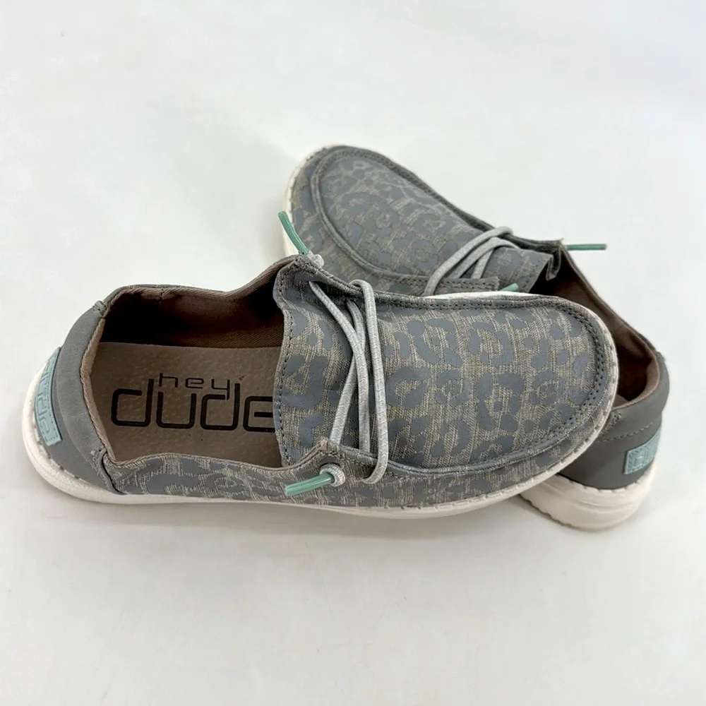 Hey Dude Youth Cat Eye Grey Boat Shoes Slip On Loafers Shoes